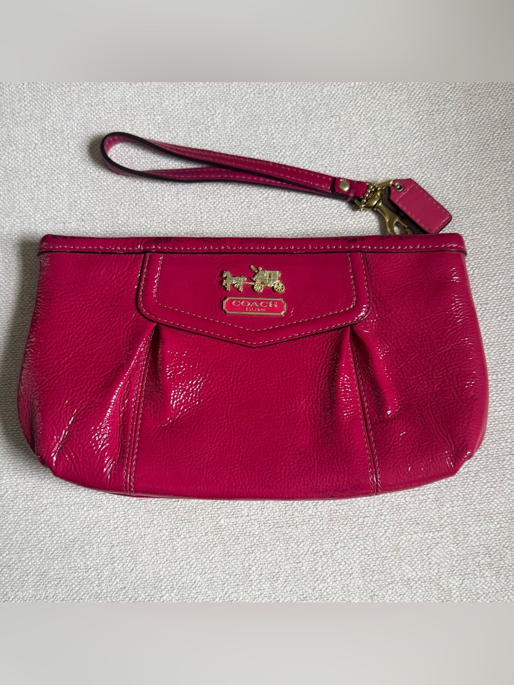 Coach Pink Patent Leather Wristlet Clutch